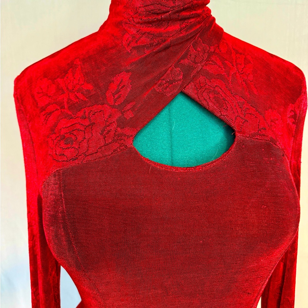 Lori Weidner long sleeve tunic top, red, size 10